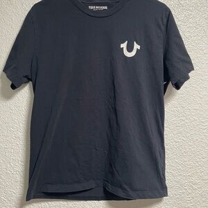 True Religion Men's Charcoal Tee with White Emblem